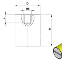 Cylindrical brass pot magnet with inner threads - drawing